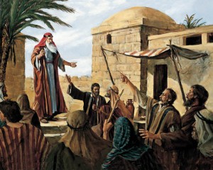 Lehi preaching in Jerusalem